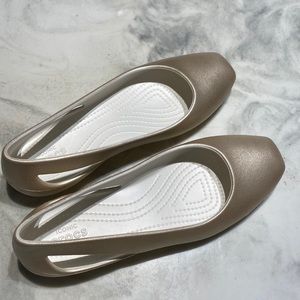 Gold Crocs Ballet Flat
